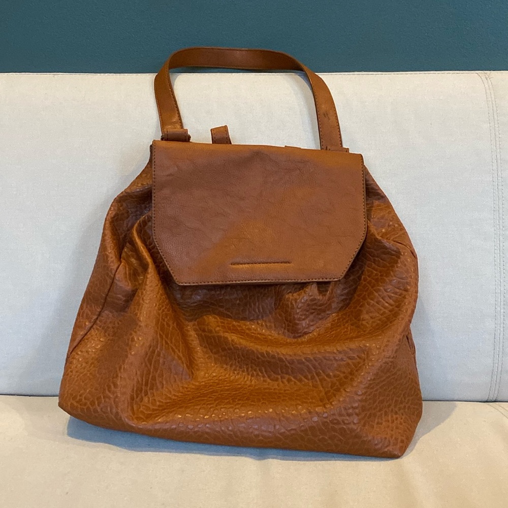 Expressions NYC Shoulder Bag Backpack Caramel Textured Faux Leather